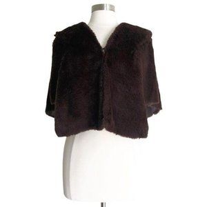 SLNY Brown Faux Fur Bolero Cropped Shrug Sz M